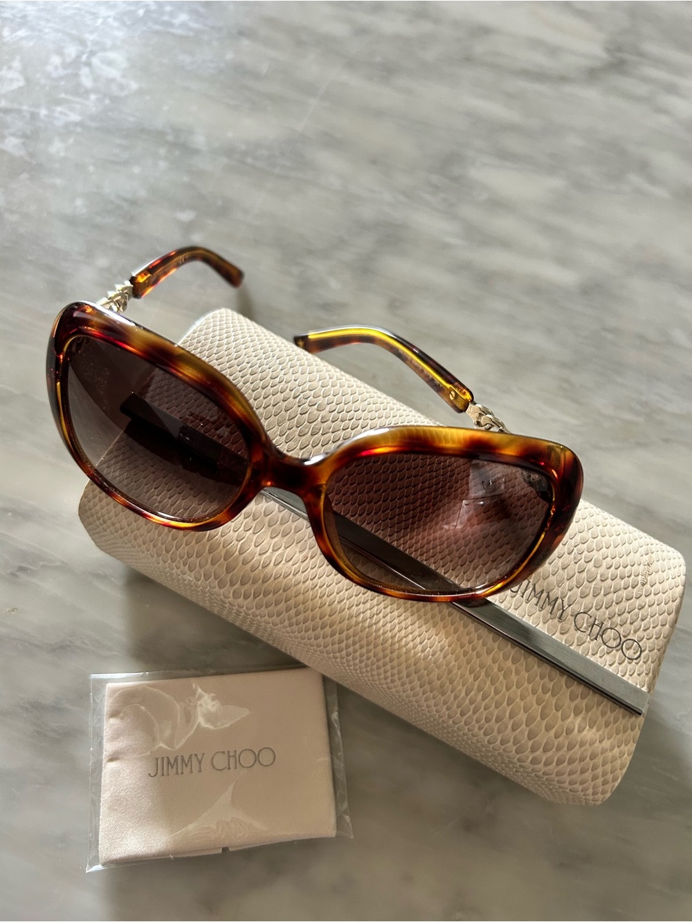 Jimmy Choo Tortoiseshell Sunglasses with Brown Gradient Lenses